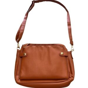 Vibrant Orange Leather Shoulder Bag with Lots of Storage